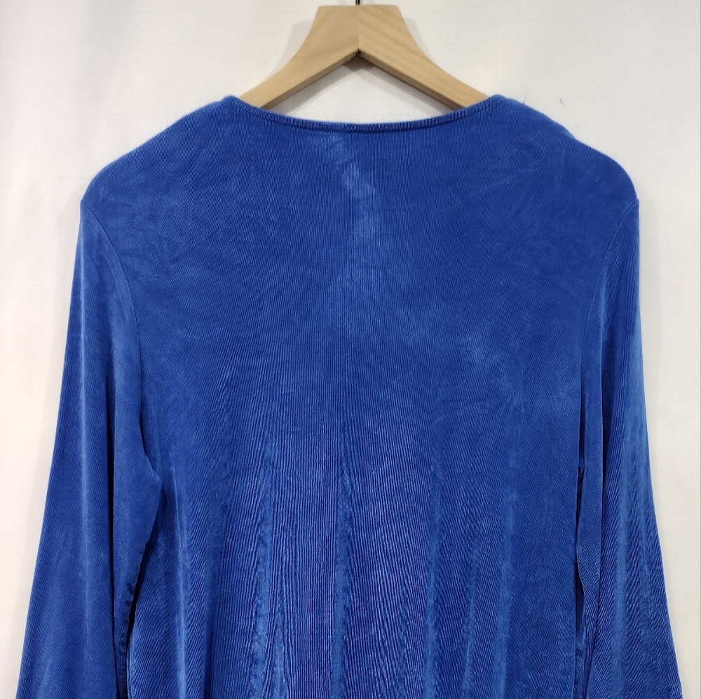 Slinky Brand V-Neck Embellished Tunic Womens M Royal Blue Business Travel Casual - Picture 6 of 8